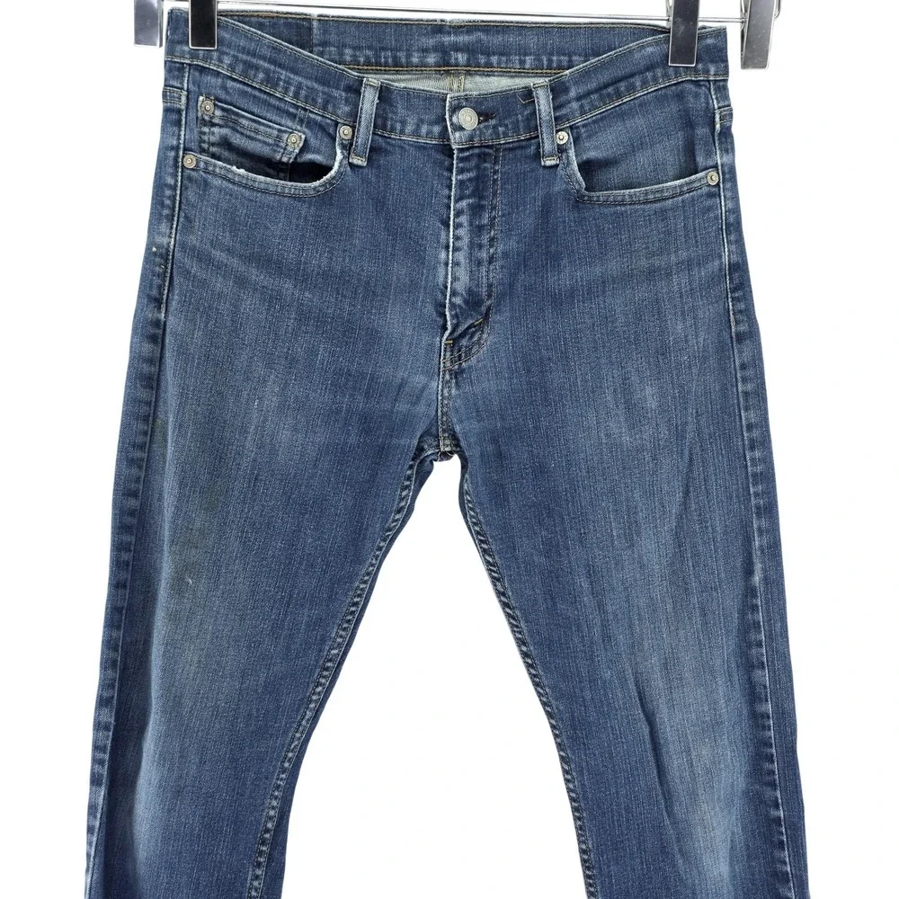 Levis Jeans Mens 32x32 Blue Medium Wash Slim Straight‎ Stretch Denim Casual Y2K